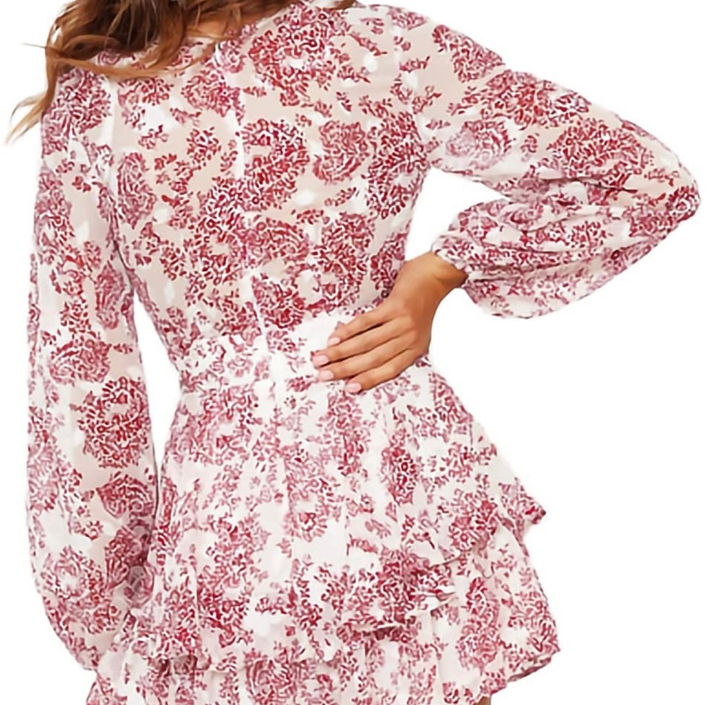 *SOLD* Women's Deep V-Neck Romper with Ruffle Hem - Picture 4 of 9